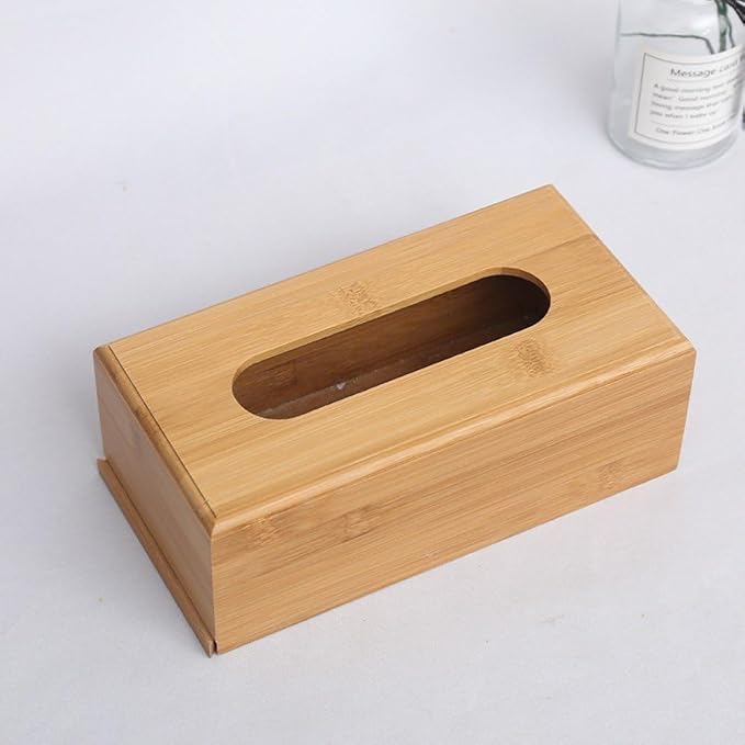 Bamboo Wooden Tissue Dispenser Box Rectangle Tissue Holder Standard Tissue Box Cover -Wet Wipe Case Baby Wipe Holder - Napkin Holder for Table