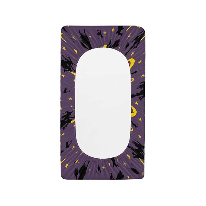 Witch Moon Changing Pad Cover Comfy Cozy Soft Diaper Change Table Sheets Halloween Purple Baby Girls Changing Pad Protectors Covers, One Size