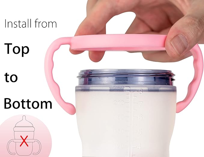 Baby Bottle Handles for Comotomo 5 Ounce & 8 Ounce Silicone Baby Bottles, Compatible Comotomo Bottle Holder for Baby, Pack of 2, Pink