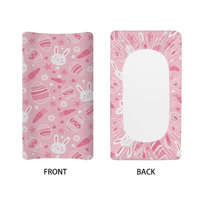 Rabbit Diaper Changing Pad Cover Pink Changing Table Pad Cover 32''*16'' Changing Table Cover Easter Decor Soft Breathable Nursery Decor