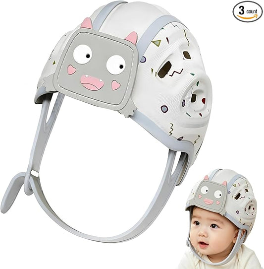 Baby Head Protection Helmet - Ultra-Light, Soft, Adjustable, Suitable for Babies 6-24 Months with Knee Pads & Non-Slip Socks Set
