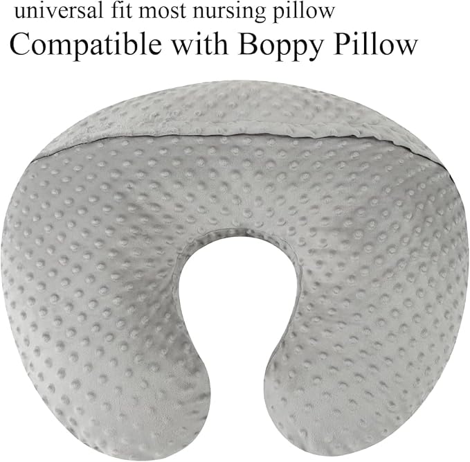 Dot Nursing Pillow Cover Set 2 Pack Nursing Pillow Slipcovers, Ultra Soft Compatible with Boppy Pillow,Standard Pillow for Baby Boy Girl Grey and Pink