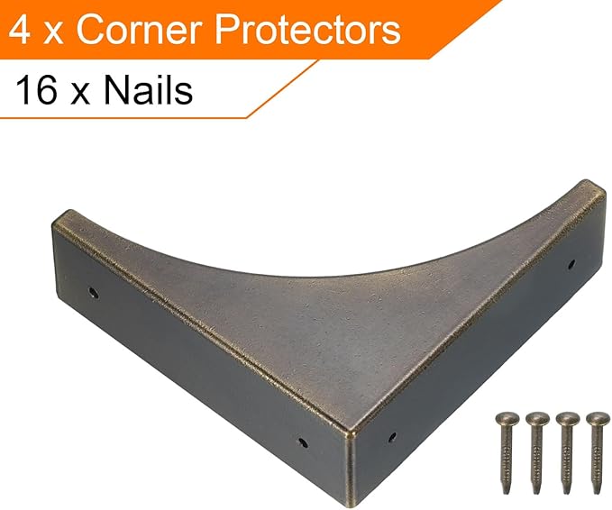 uxcell Corner Protectors, 4Pcs 2.56" - Metal Corner Protector, Vintage Decorative Corner Brackets with Screws, Edge Guards for Furniture Box Table (Bronze)