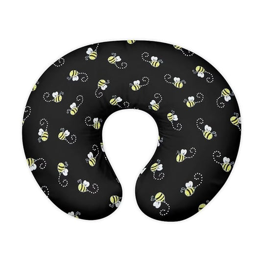 Forchrinse Bee Nursing Pillow Cover for Girls Black Nursing Pillow Slipcover for Breastfeeding Moms