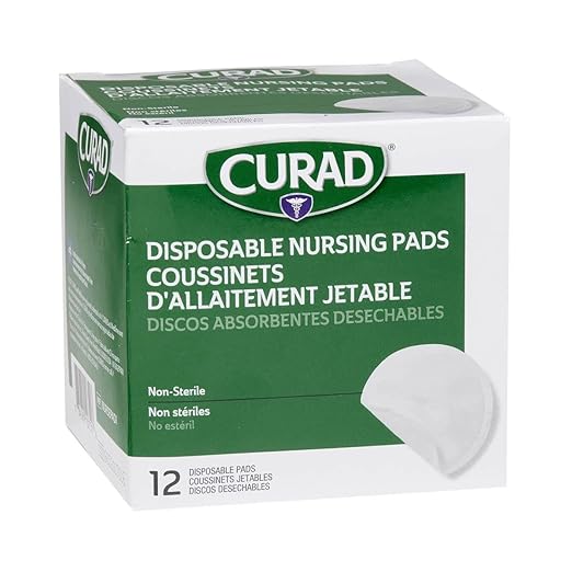Curad Disposable Nursing Pads for Breastfeeding, Adhesive Strip, 12 per Box