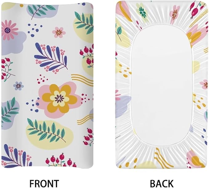 Flower Changing Table Cover for Boys Girls Soft Breathable Table Sheets Baby Changing Pad Cover Washable Diaper Changing Cover Easy Installation