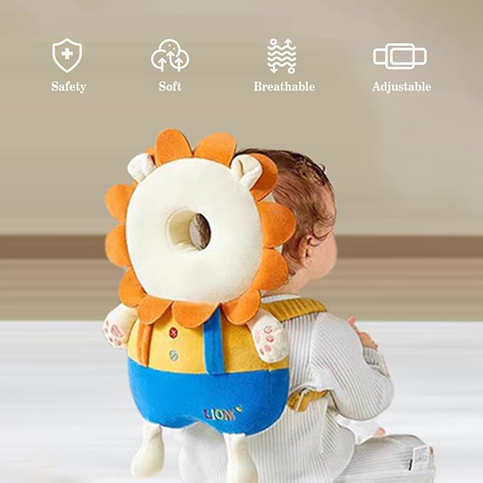 Baby Head Protector Backpack, Toddler Baby Head Protection Backpack with Baby Knee Pads Alarm Function for Walking & Crawling, Soft, Breathable and Wearing Safety Baby Head Protector