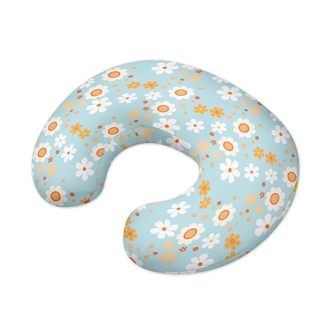 Lovely Hippie Flower Baby Breastfeeding Pillow Cover Nursing Cover for Newborn Girls Boys Super Soft and Comfortable for Home, 2 Packs