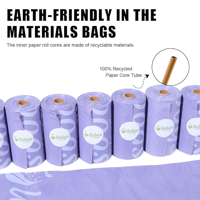 USBOO Disposable Diaper Bags for Baby | 8 Refill Rolls (120 Pack) | Lavender Scented | Baby Poop Bags with Dispenser | Essential for Travel and Quick Change on The Go