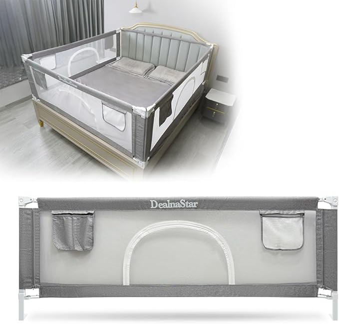 Bed Rail for Toddlers and Kids, Queen Size Set Adjustable Safety Bed Guard with 28 Height Gears,Universal Bedside Rail Fit Twin/Full/Queen/King/Cal King Mattresses