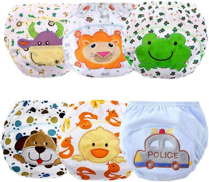 Cotton Reusable Baby Training Pants Unisex Potty Toddler Underpants Kids Waterproof Breathable Underwear 6-Pack