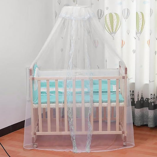 Universal Crib Floor Mosquito Net with Lace, Breathable Crib Netting Bed Curtains Canopy for Baby Kids, Toddler Bed Crib Dome Canopy Netting Without Stand
