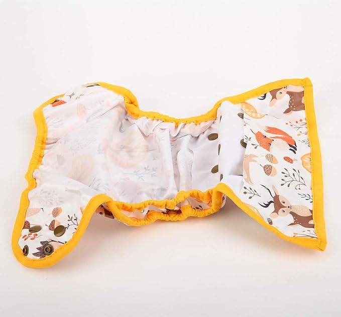 One Size Cloth Diaper Cover Snap With Double Gusset (Fox Forest)