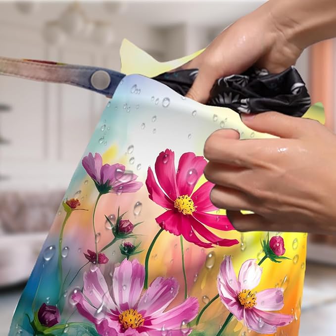 4 Pack Wet Bag Waterproof Washable Reusable Wet Dry Bag for Swimsuit Dirty Clothes Diaper Travel Beach Pool Gym Christmas Camping Toiletries Beach Essentials，Colorful Flower Abstract Wildflowers