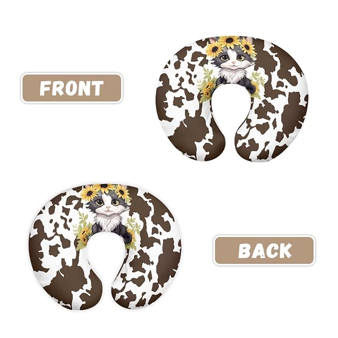 Forchrinse Sunflower Cat Bronze Cow Nursing Pillow Cover for Baby Boys Girls,Soft Breastfeeding Pillow Cover Washable Infant Feeding Cushion Cover Easy to Clean