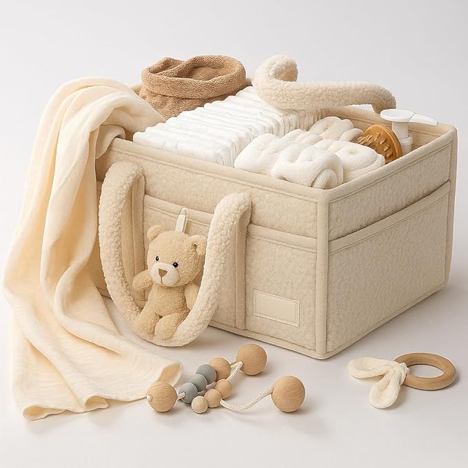 Smoochie Baby Diaper Caddy Organizer, Diaper Storage Basket for Nursery and Organization, Stylish Storage Basket for Newborn, Diapers Station, Gift for Baby Shower and Registry Must-Have
