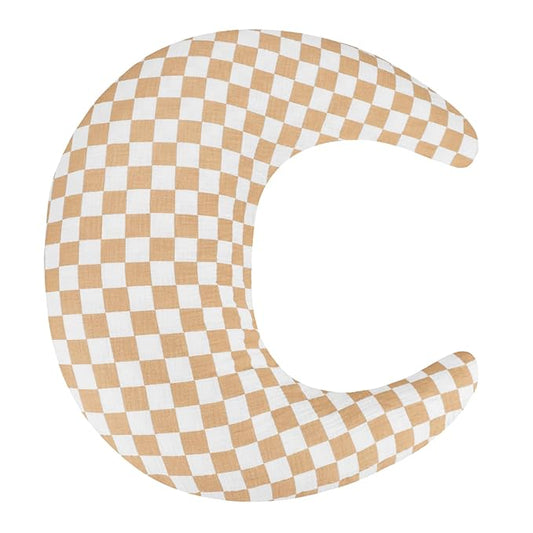 SWESEN Nursing Pillow Cover, Soft Removable Cover for Breastfeeding Pillows, Pillow Slipcover for Baby Boys and Girls, Comfortable & Breathable,Sand-Colored Plaid, Washable (Only Cover)