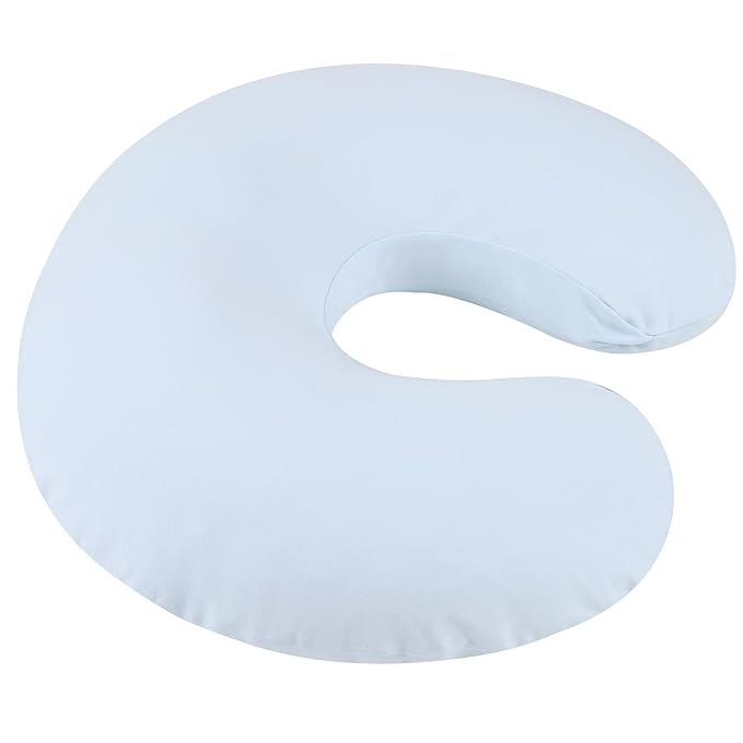 Onacosht 100% Organic Cotton Nursing Pillow Cover Soft Breathable Jersey Feeding Pillow Slipcover Fits Standard Infant Nursing Pillow for Baby Boy and Girl, Pastel Blue