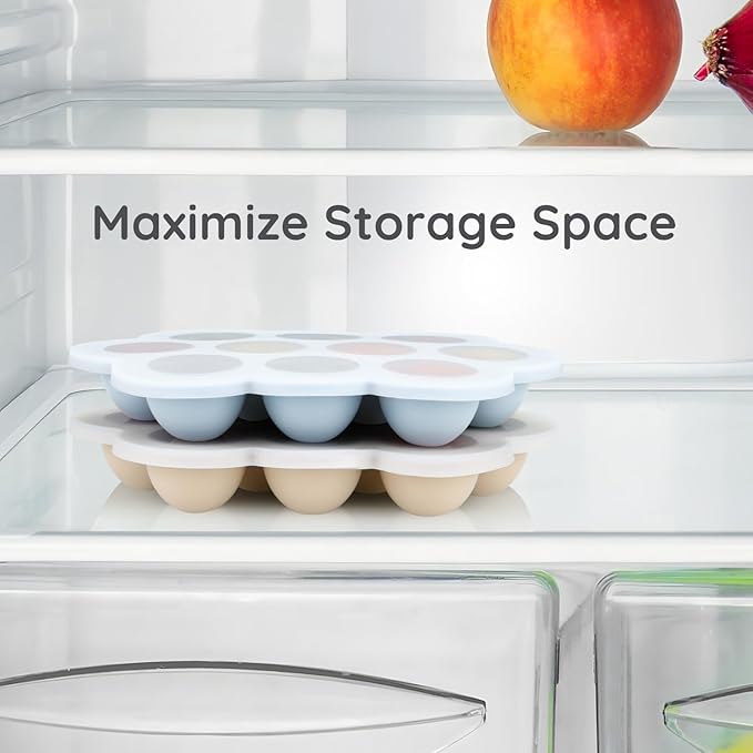 PandaEar 12 Pack Silicone Baby Food Storage Containers & 2 Pack Baby Food Freezer Tray