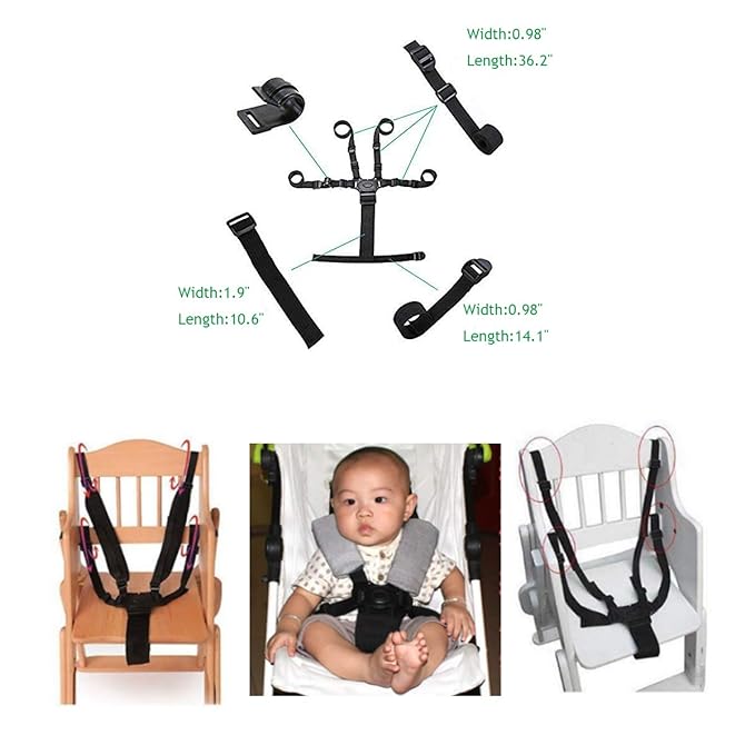 Topwon 5 Point Harness Baby Chair Stroller Safety Belt Pram Buggy Strap for Children High Chair/Pushchair/Booster Replacement…