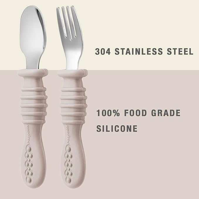 PandaEar Silicone Snack Containers & 6 Pack Toddler Fork and Spoon Utensil