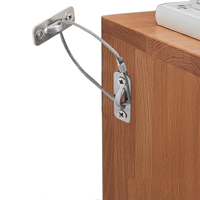 6 Pack Furniture Anchors Kit for Baby Proofing, Furniture Straps Use to Prevent Falling and Anti Tip, Dresser Or Cabinet to Wall Anchors, 14in
