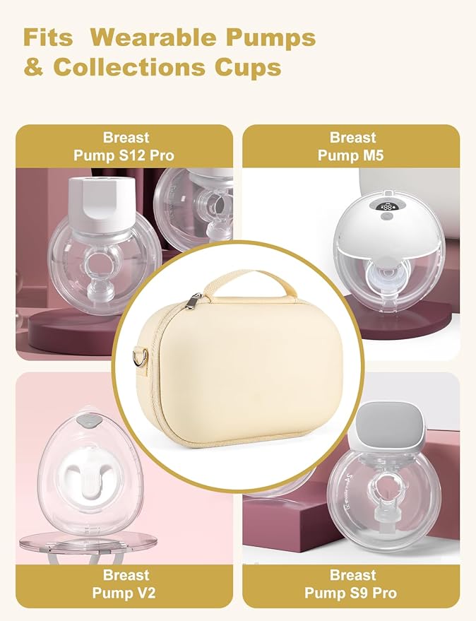 Breast Pump Storage for Hands-Free Breast Pumps with Nipple Ruler, Wearable Breast Pump Case Compatible with Momcozy/Willow/eufy/Security/Medela/Bluefair Wearable Breast Pumps