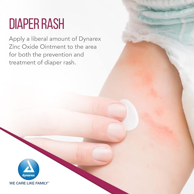 Dynarex Zinc Oxide Ointment, Soothes, Prevents, and Relieves Diaper Rash, Chaffed Skin, and Irritation, White, 1 Count - 15 oz. Jar of Ointment