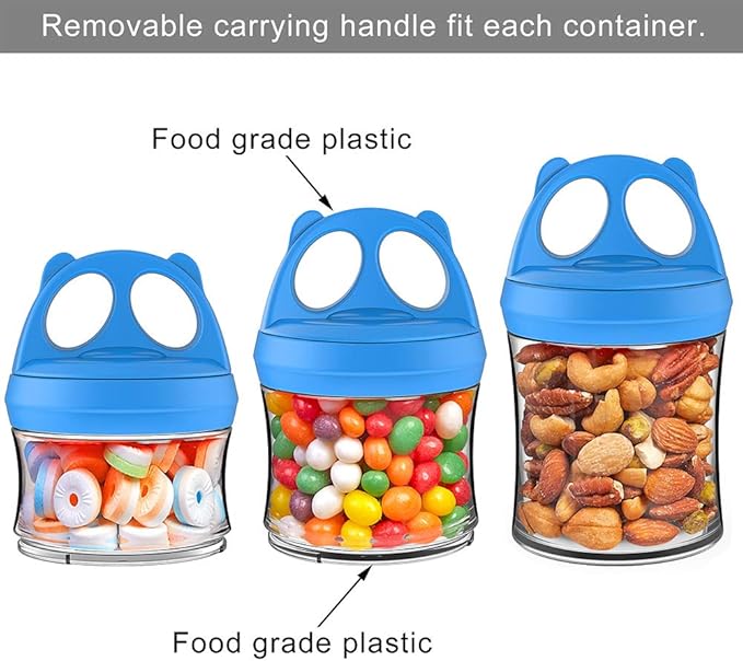 BeneLabel Snack Jars 3-Piece BPA Free Stackable Containers - Twist Lock,.fit Perfectly for Formula, Milk, Protein Powder, Snacks - (Blue, 28oz) stranded and added a bone slice.