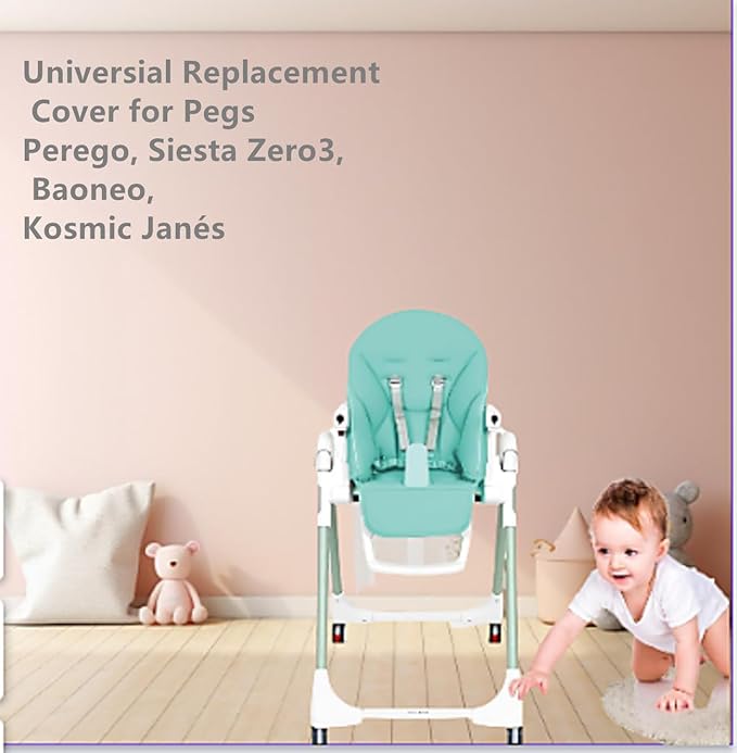 Baby High Chair Cover Replacement | PU Leather Dining Chair Cover with Soft Cushion Seat, Easy to Install High Chair Covers for Baby and Toddler, High Chair Cover Replacement (Light Green)