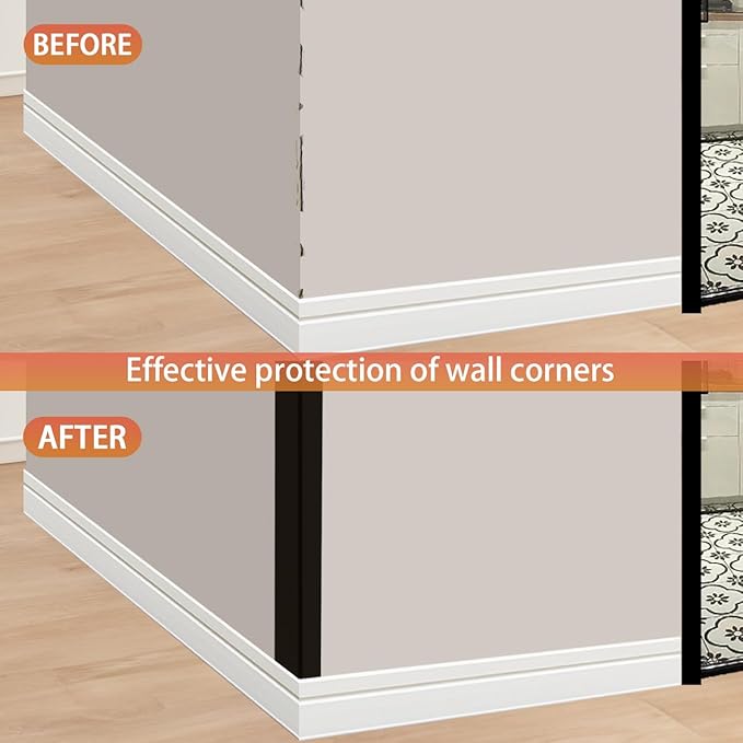 QDYMXUN Aluminum Self Adhesive Wall Corner Guards, Peel and Stick L-Shaped Metal Protector Strips for Door Frame, Furniture Edge and Home Protection (Matte Black, 4pcs x 51.2''L x 0.8''W)