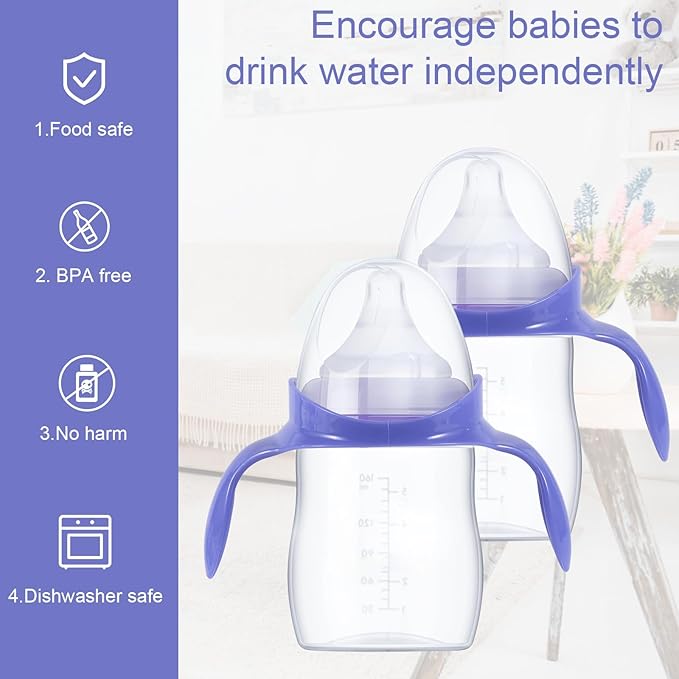 3pcs Handles for Lansinoh Baby Bottles, Removable Anti-Colic Breastfeeding Bottle Holder Easy-Grip Replacement Handle Accessories for Newborn 5oz/8oz Bottles, BPA Free