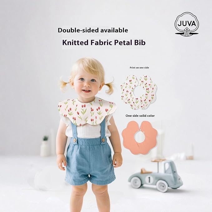 JUVA 6-Pack Organic Cotton Baby Bibs, Absorbent & Reversible, 360° Rotating Drool Bibs for Boys & Girls 0-24M