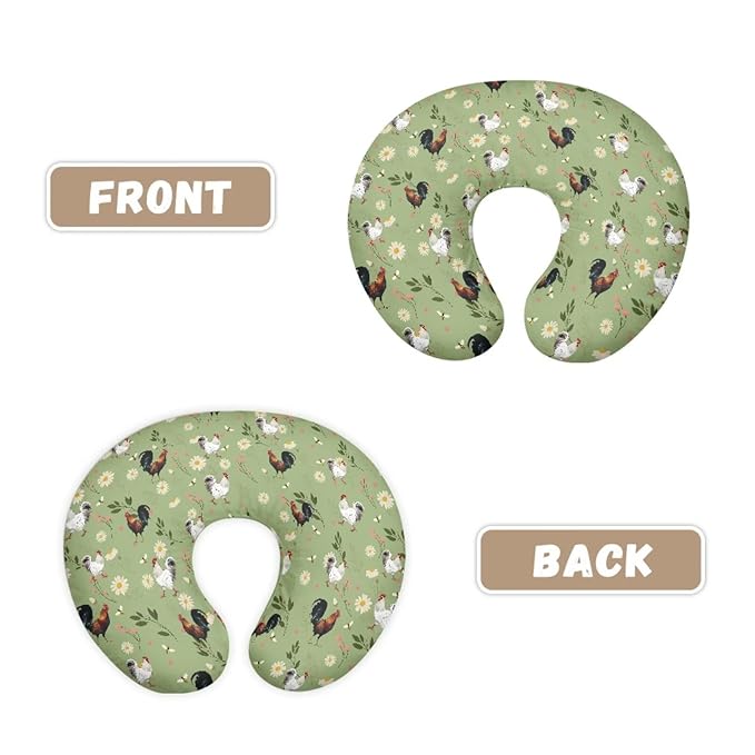 Boho Chicken Nursing Pillow Cover for Baby Boys Girls, Breastfeeding Pillow Slipcover Cushion Cover, Soft Fabric Fits Snug On Infant, Fits for Nursing Pillow Newborn