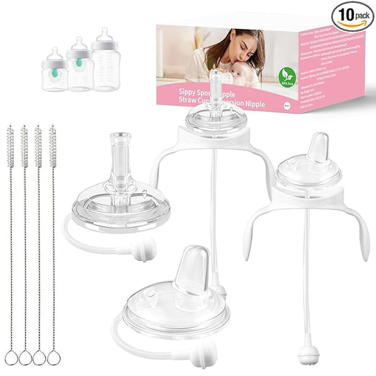 2+2 Straw and Sippy Cup Conversion Kit for Philips Avent Anti-Colic Baby Bottles, Weighted Sippy Cup Transition Kit with Handles for Kids, [Variable Flow] [Spill-Proof] [BPA-Free], 6m+