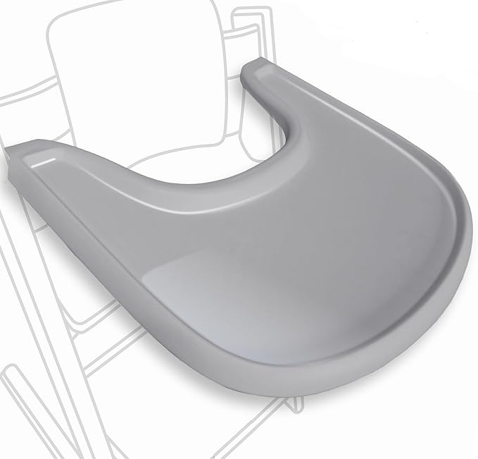 High Chair Tray Compatible with Stokke Trip Trap Chair, Glossy Gray - Ergonomic Curved Design - BPA-Free, Easy to Assemble