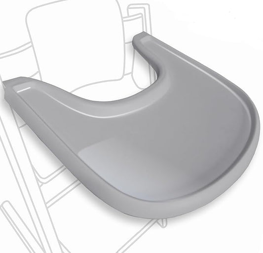 High Chair Tray Compatible with Stokke Trip Trap Chair, Glossy Gray - Ergonomic Curved Design - BPA-Free, Easy to Assemble