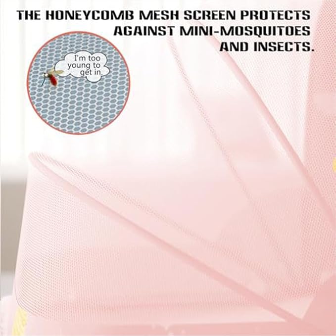 Mosquiteros para Cunas De Bebes,Portable Folding Mosquito Net for Stroller,Breathable Foldable Cots Bottomless Crib Net Sun Sheltert(Pink, 50”x26”x28”)