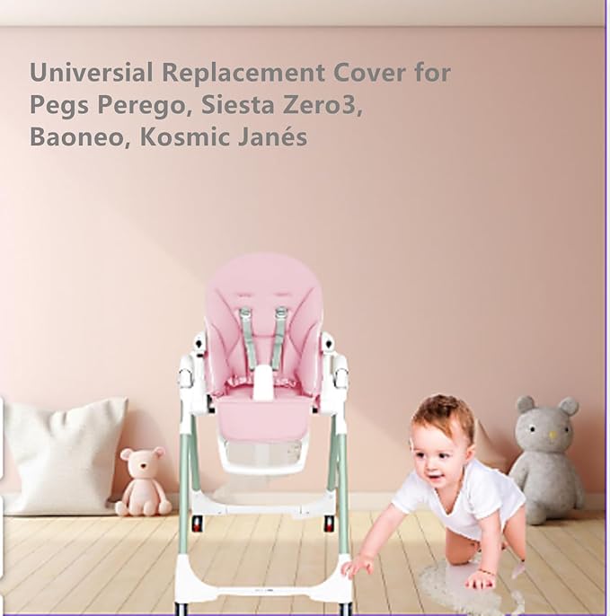 Baby High Chair Cover Replacement | PU Leather Dining Chair Cover with Soft Cushion Seat, Easy to Install High Chair Covers for Baby and Toddler, High Chair Cover Replacement (Pink)