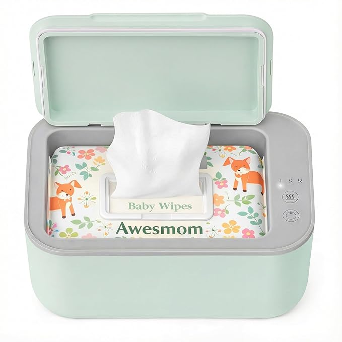 Baby Wipe Warmer, 3-Level Temperature Control, Quiet and Even Heating, Large Capacity for Diaper Changes – Green