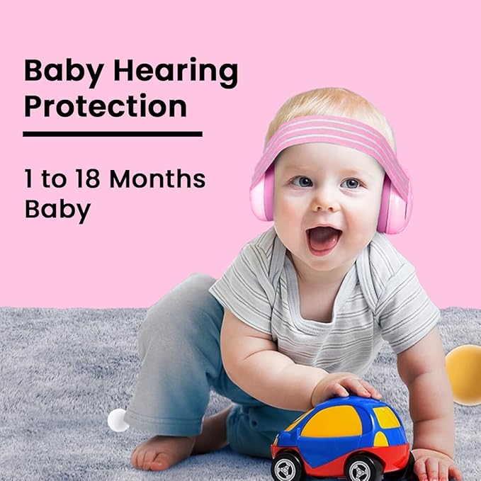 Baby Hearing Protection | Noise Canceling Headphones for Babies up to 18 months with Elastic Headband | Baby Travel Essentials | Infant Ear protection