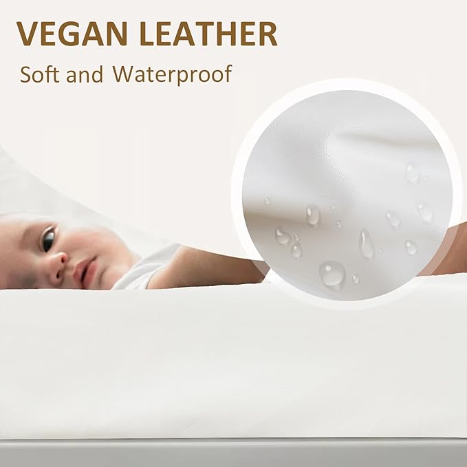 Owlowla Changing Pad Cover,Waterproof Changing Pad Covers-Soft Leather Diaper Changing Table Cover,Fits Standard Changing Pads for Baby Boy Girl（White）
