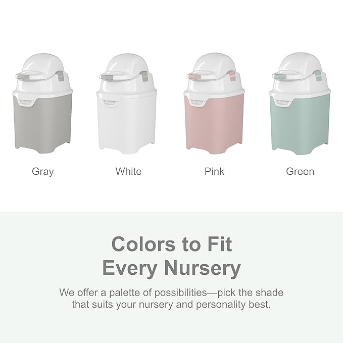 Foundations Mini Diaper Pail with Airtight Lid, Durable & Odorless Diaper Disposal, Large Capacity, Holds up to 30 Newborn Diapers, Refill with Any Bags, Baby Registry Gift - Gray