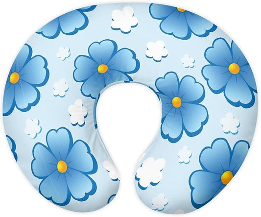 Nursing Pillow Cover Stretchy and Soft Nursing Cover for Breastfeeding Pillows Pillow Slipcover for Baby Girls Boys Newborn Cartoon Flower Blue