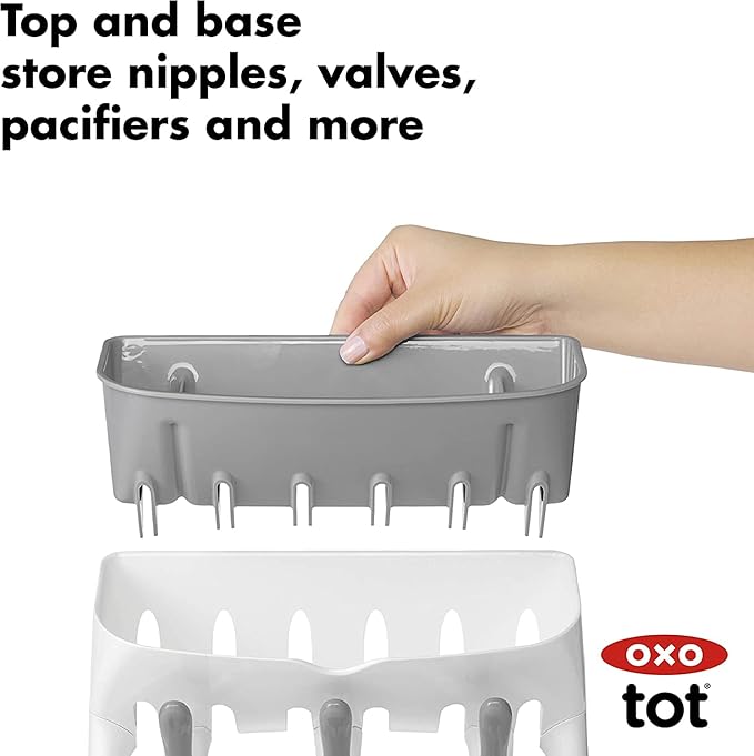 OXO Tot Space Saving Drying Rack + Wipes Dispenser - Saves Counter Space, Dispenses One Wipe at a Time