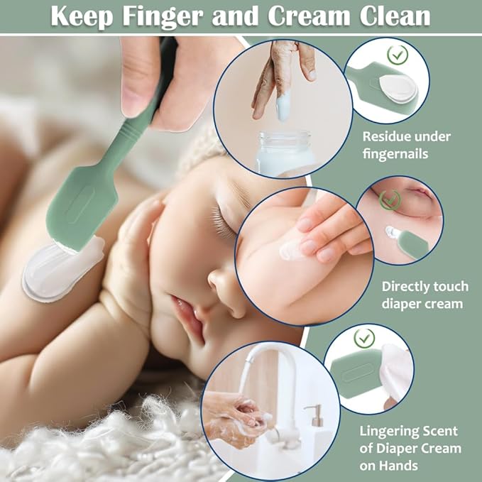 Baby Diaper Cream Spatula,6 Pack Silicone Diaper Cream Applicator Baby Butt Paste Spatula Diaper Cream Brush for Newborn Baby, 1 x Large Size,1 x Small Size (Green&Blue&Khaki)