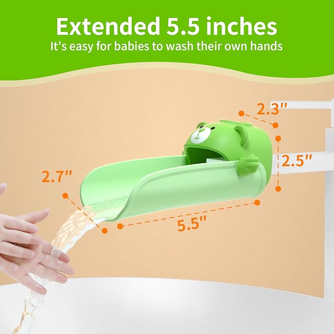Faucet Extender for Toddlers with Temperature Sensor, Sink Extender for Kids Hand Washing, Fits Most Standard Bathroom Kitchen Faucets (Not for Pull-Out or Extra Wide), Cute Bear Design