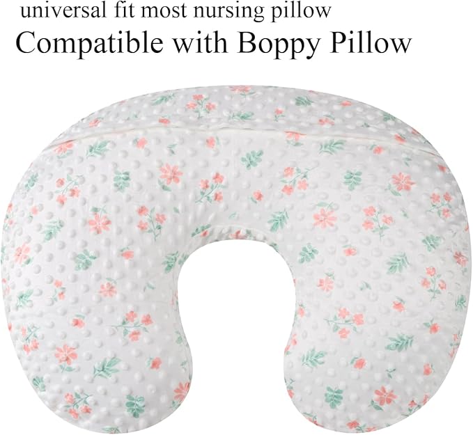 Dot Nursing Pillow Cover Set 2 Pack Nursing Pillow Slipcovers, Ultra Soft Compatible with Boppy Pillow,Standard Pillow for Baby Boy Girl Light Pink, Floral