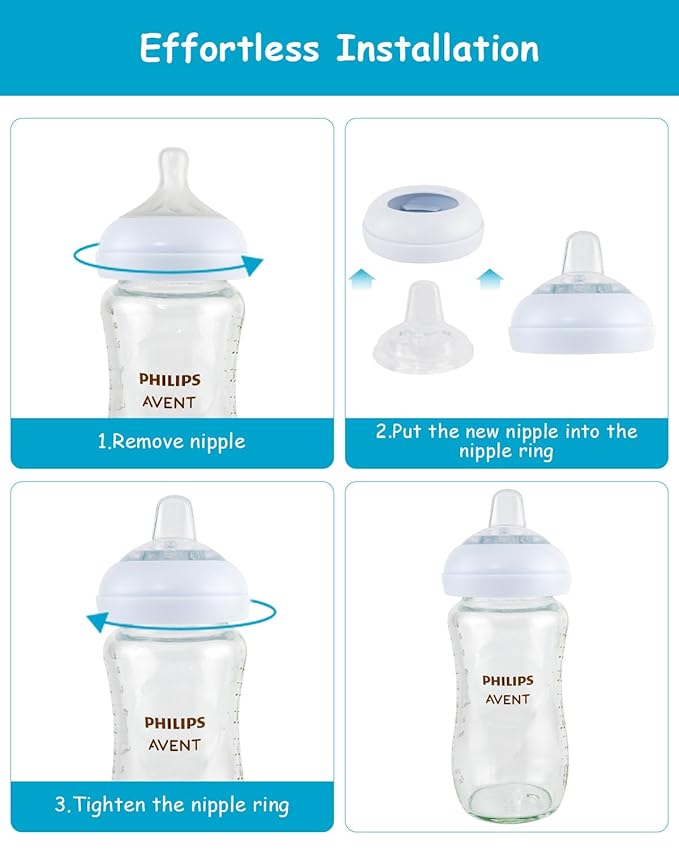 Sippy Spout Nipples for Philips Avent Natural Baby Bottles, My Grippy Spout Sippy Cup & Natural Trainer Sippy Cup, Soft 100% Silicone, 6m+, 2 Count