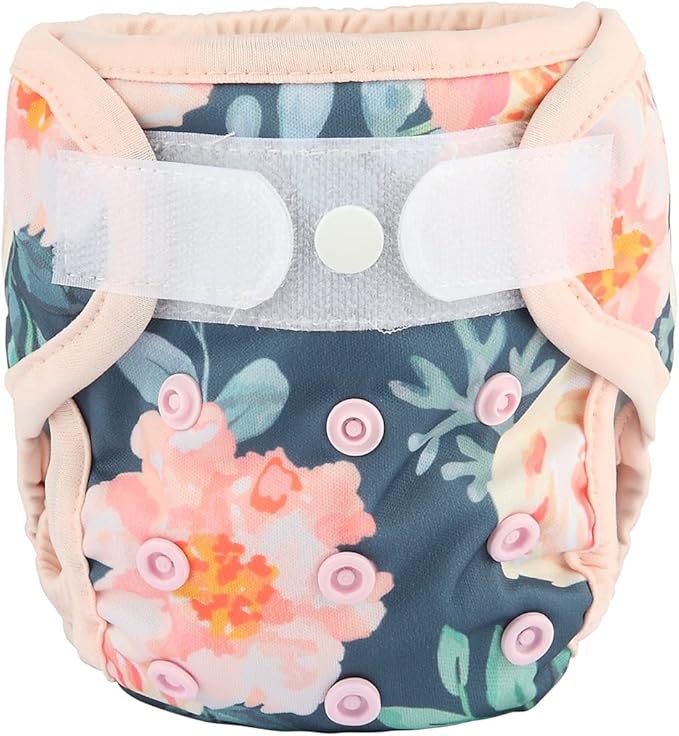 Newborn Baby Cloth Diaper Cover Nappy Hook and Loop (Vintage Bloom)